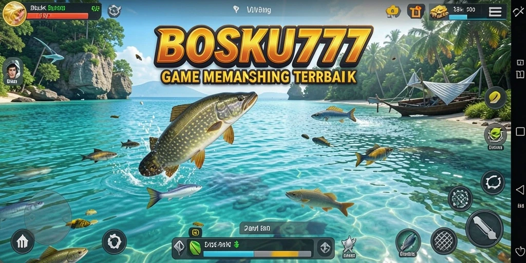 Tampilan gameplay seru dalam BOSKU777 saat menangkap ikan.