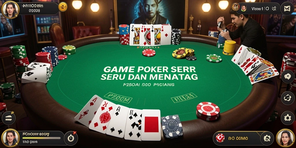 Tangkapan layar gameplay P200M menunjukkan suasana poker yang mendebarkan.