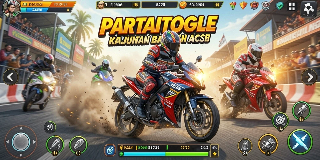 Tampilan screenshot PARTAITOGEL menunjukkan aksi balapan yang mendebarkan.