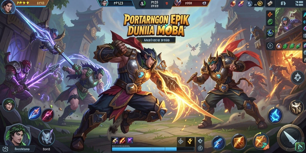 Screenshot gameplay PP123 menampilkan aksi seru pertarungan MOBA.