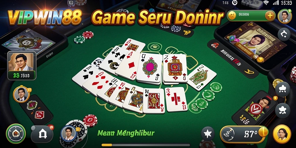 Screenshot gameplay utama VIPWIN88 menunjukkan keseruan permainan Domino.